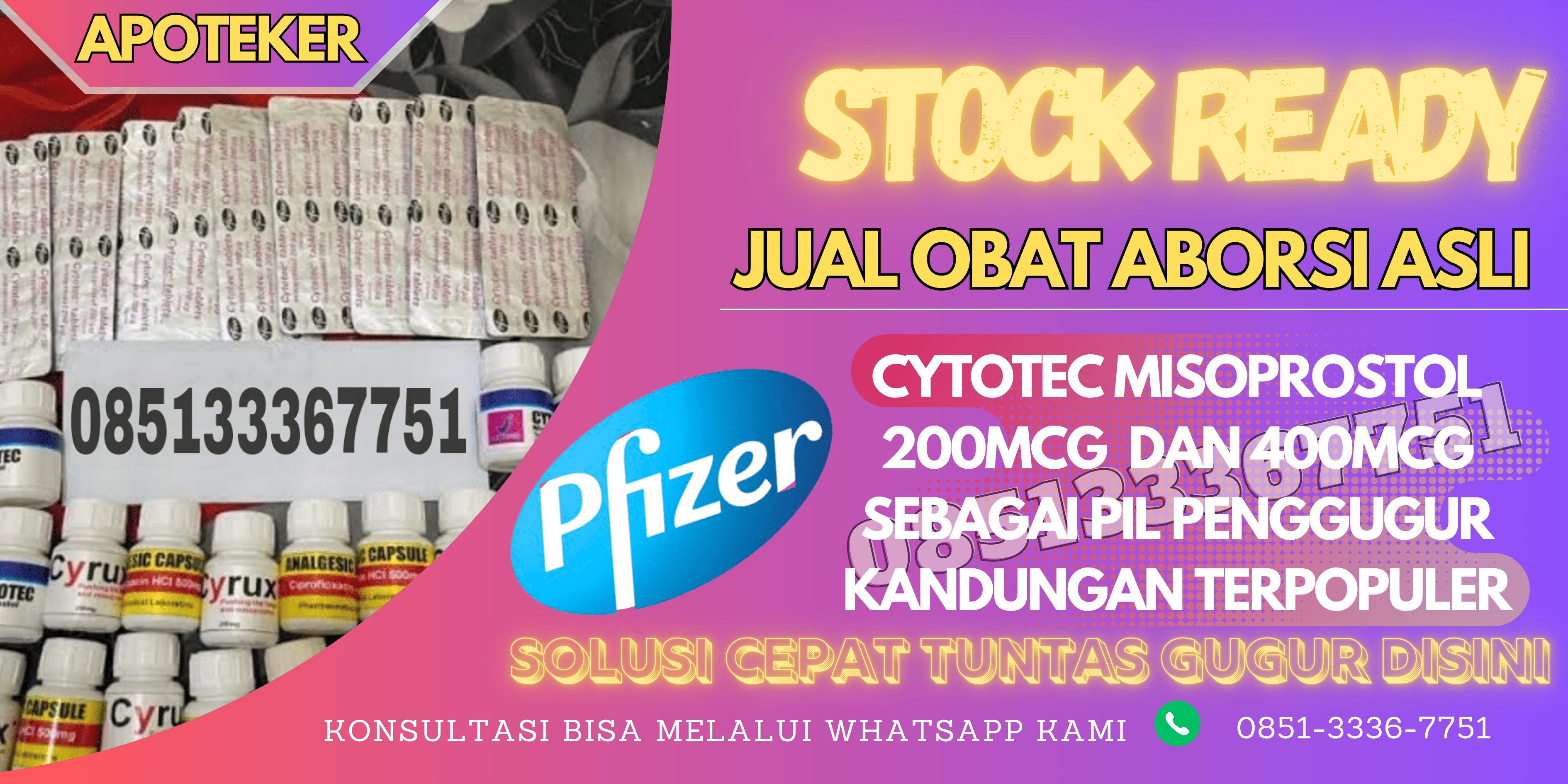 Apotik Jual Obat Aborsi Cytotec Misoprostol 200mcg Banjarbaru 0851-3336-7751 Obat Penggugur Kandungan Di Banjarbaru